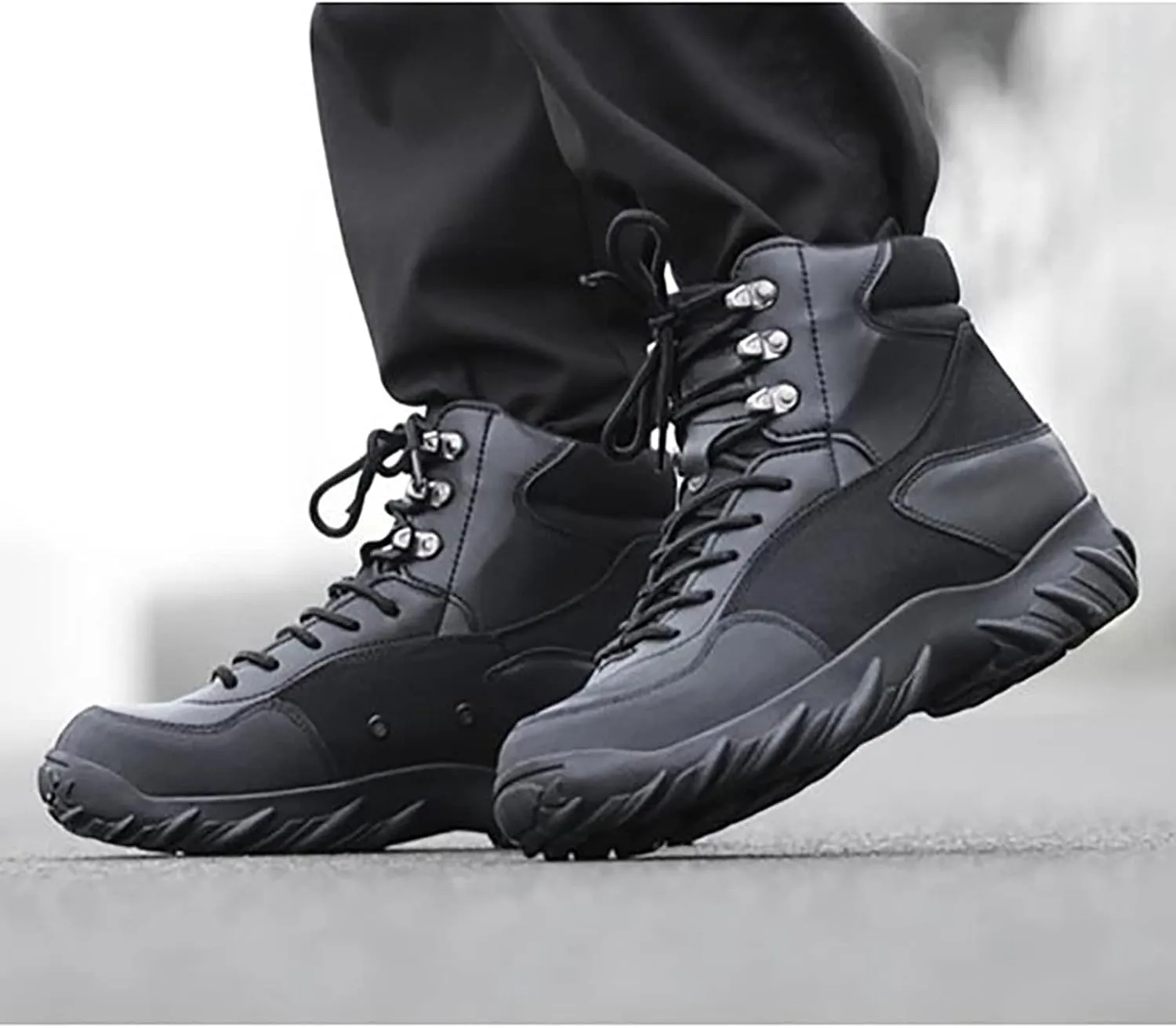 Men's Combat Military Boots, Autumn Winter Wear-resistant and Non-slip Medium and Low Top Mountaineering Boots, for Outdoor Trekking Desert Tactical Boots