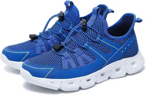 Men's Elastic Strap Trail Running Shoes Breathable Mesh Comfortable Soft Sole Anti-Slip Jogging Training Lightweight Outdoor Hiking Sports Sneakers