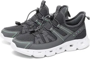 Men's Elastic Strap Trail Running Shoes Breathable Mesh Comfortable Soft Sole Anti-Slip Jogging Training Lightweight Outdoor Hiking Sports Sneakers