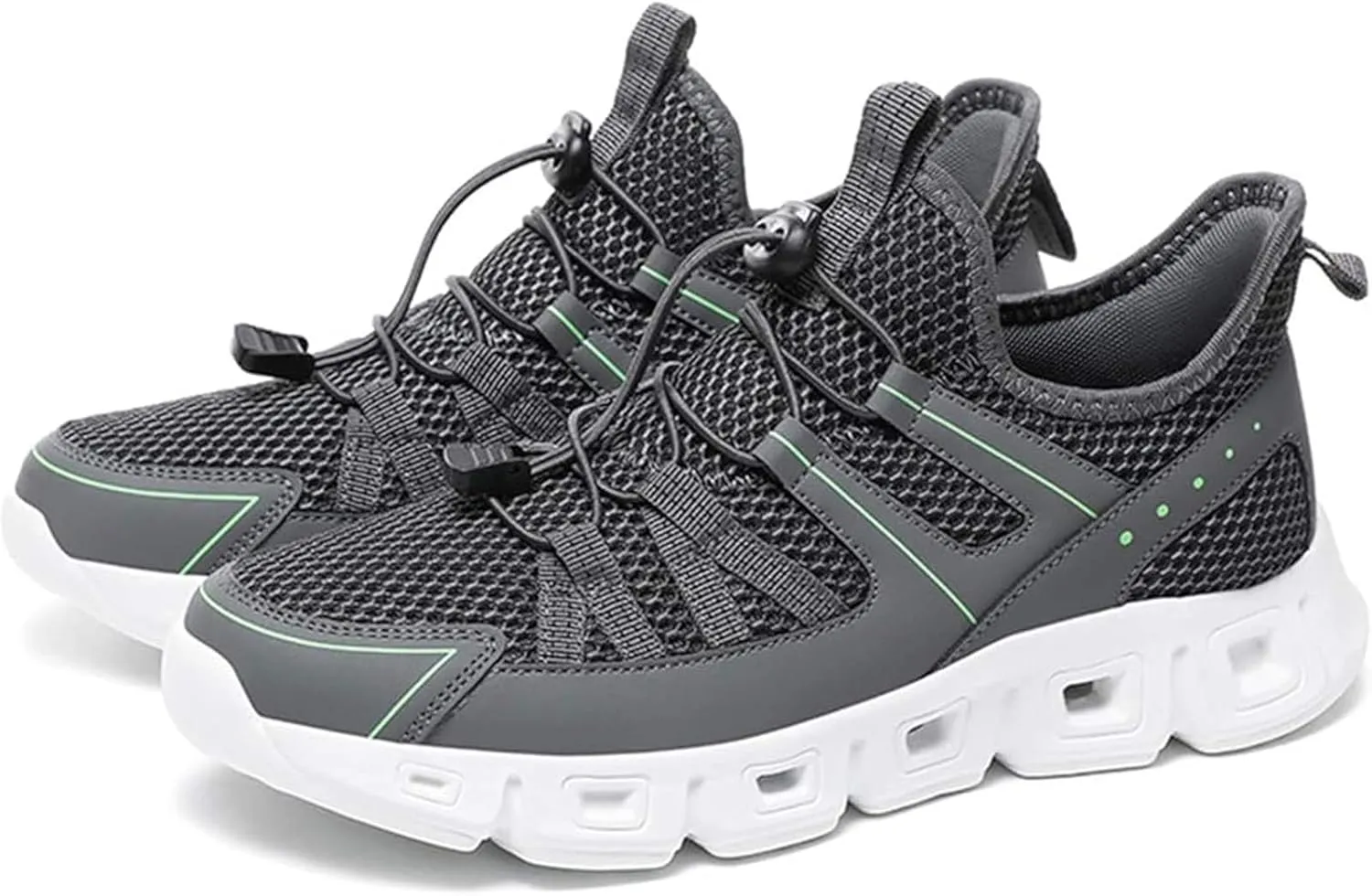 Men's Elastic Strap Trail Running Shoes Breathable Mesh Comfortable Soft Sole Anti-Slip Jogging Training Lightweight Outdoor Hiking Sports Sneakers