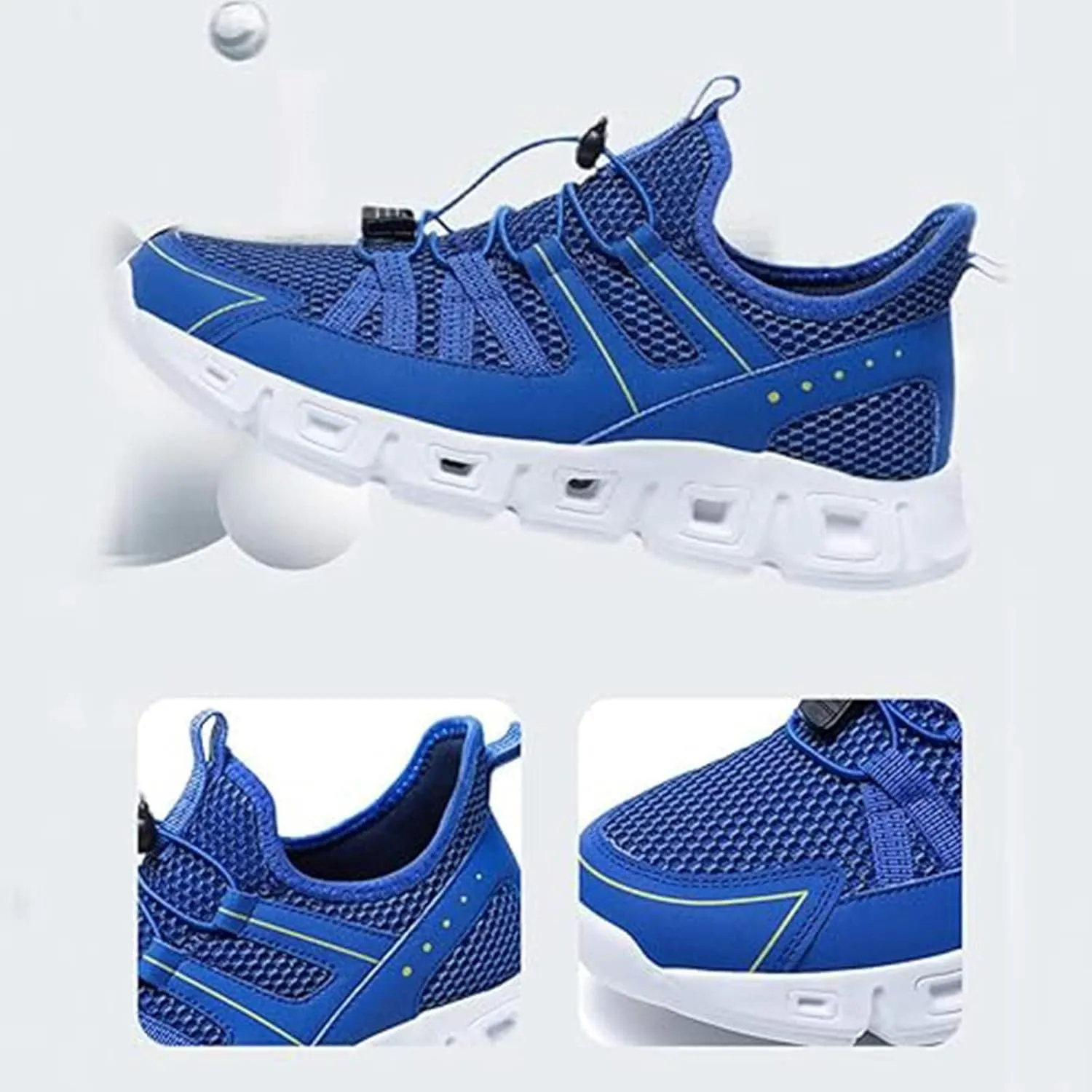Men's Elastic Strap Trail Running Shoes Breathable Mesh Comfortable Soft Sole Anti-Slip Jogging Training Lightweight Outdoor Hiking Sports Sneakers