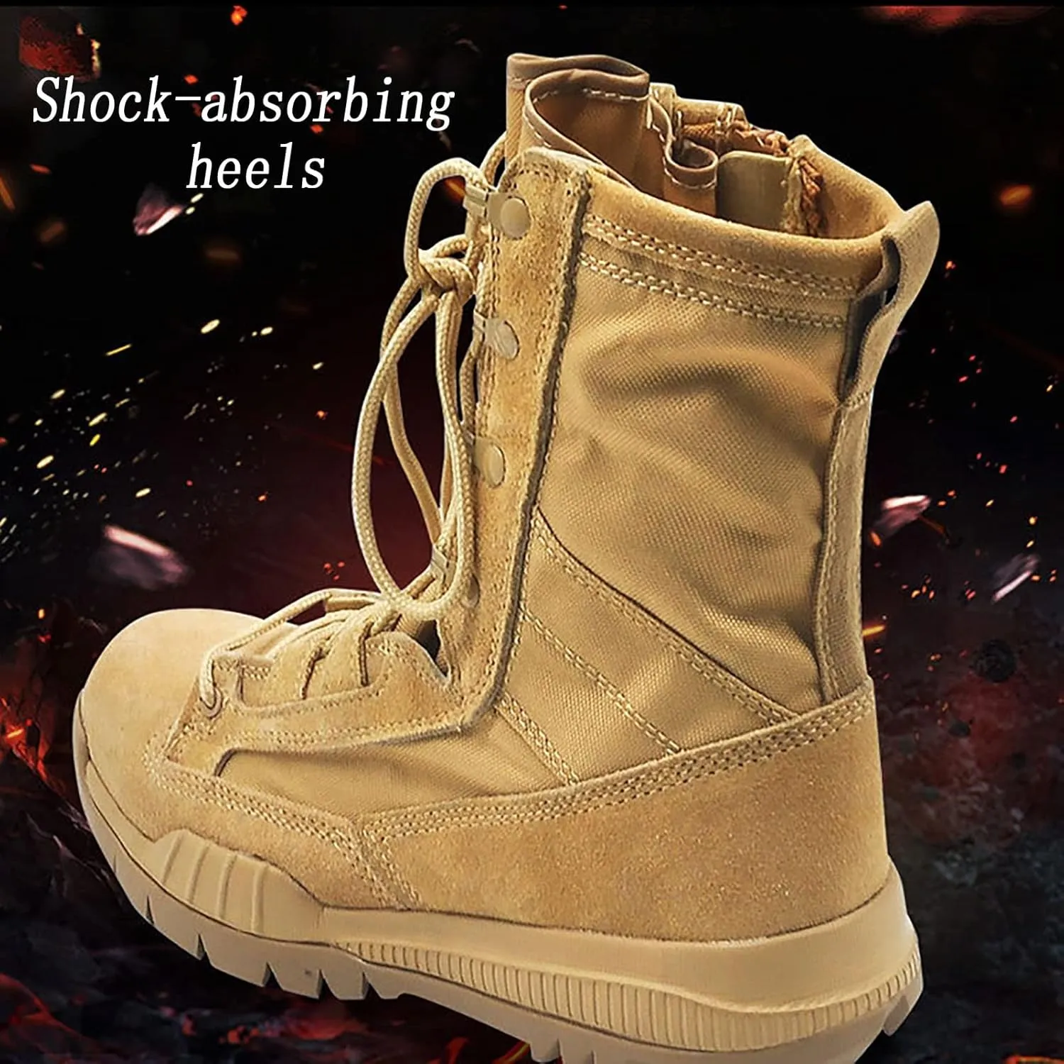 Men's High-top Tactical Military Boots, Spring SummerComfort Durable Sand Suede Leather Desert Boots, Outdoor Lace-Up Sports Breathable Training Shoes
