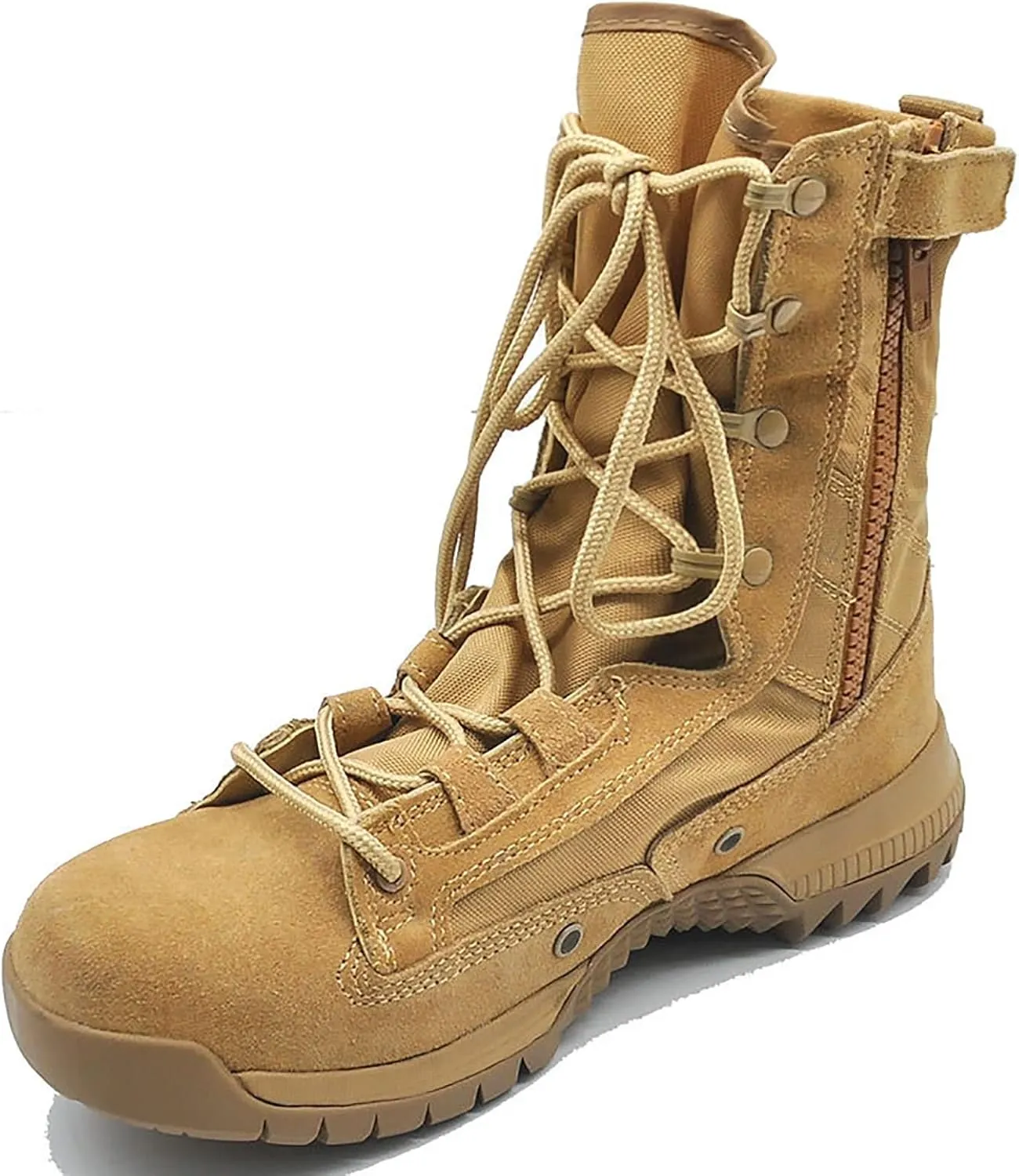 Men's High-top Tactical Military Boots, Spring SummerComfort Durable Sand Suede Leather Desert Boots, Outdoor Lace-Up Sports Breathable Training Shoes