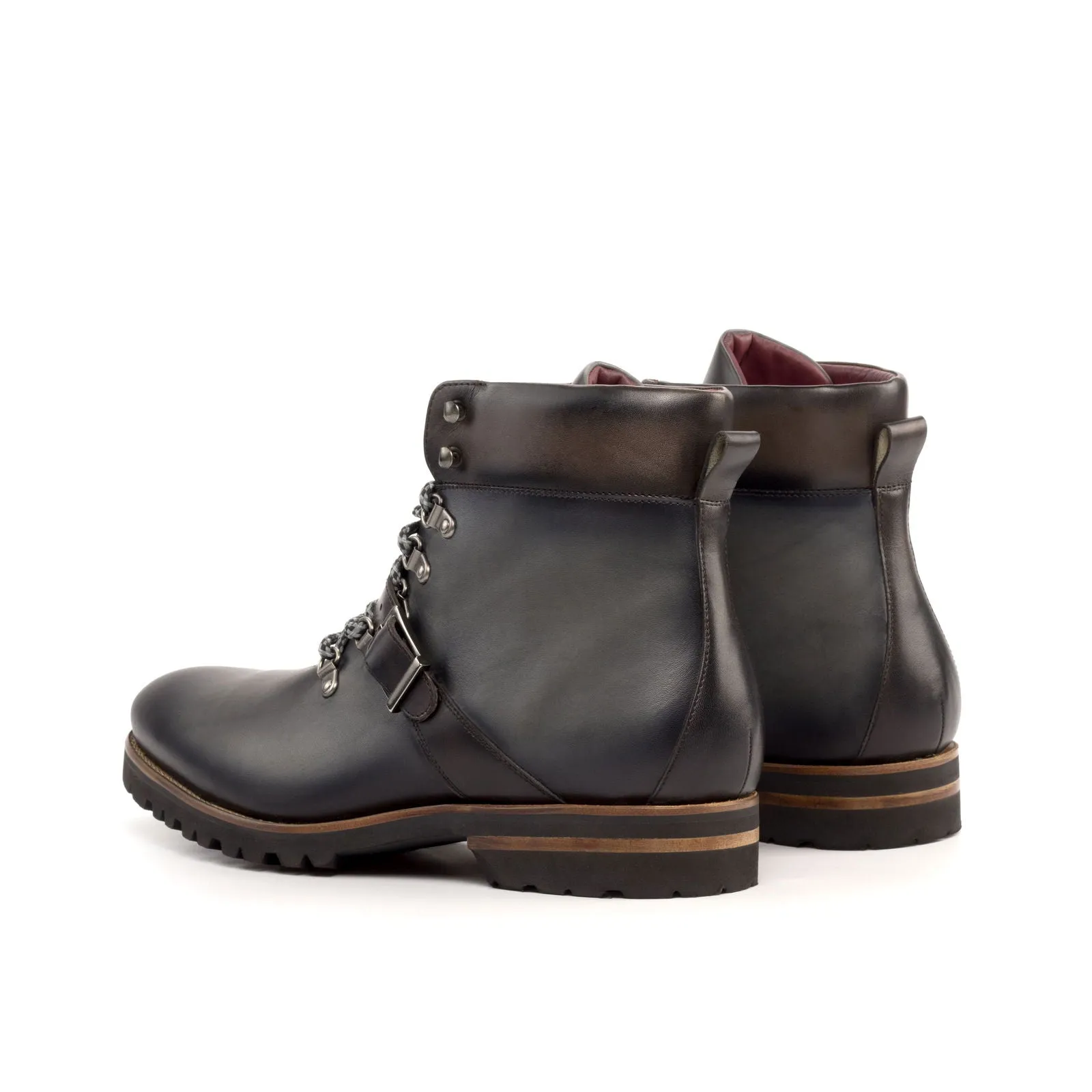 Men's Hiking Leather Boots Wide Plus Size Grey Dark Brown 5193