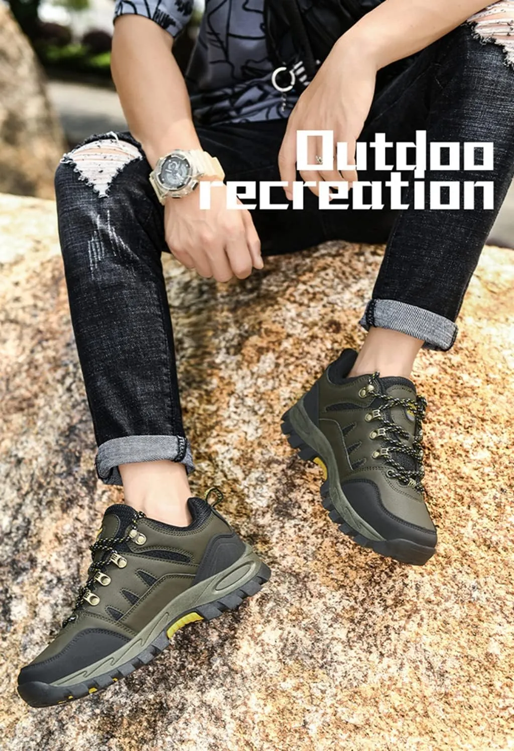 Men's Hiking Shoes Waterproof Anti Slip Hiking Boots Outdoor Lightweight Trekking Sneakers