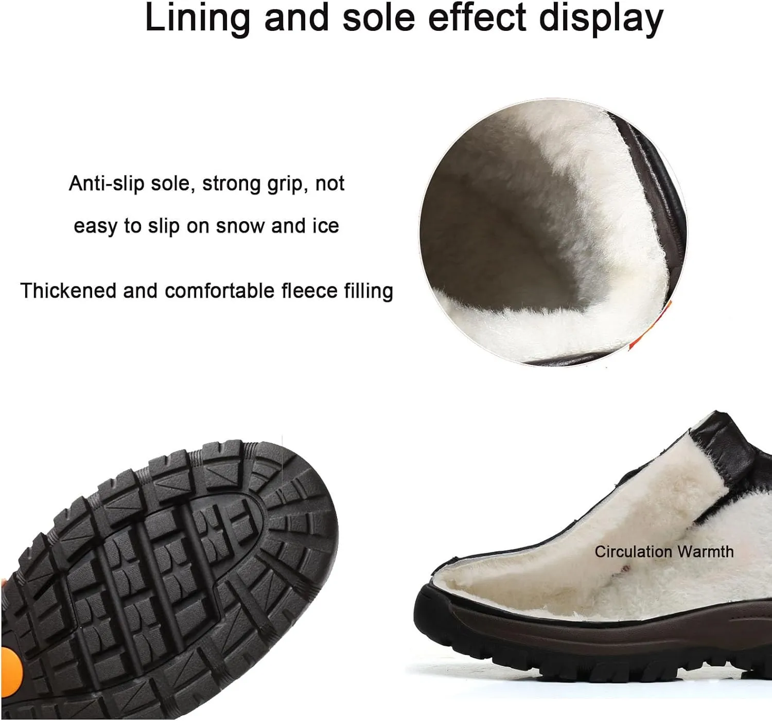 Mens Leather Snow Boots, Non Slip Warm Shoes Hiking Winter Lightweight Outdoor Boots Running Boots for Men