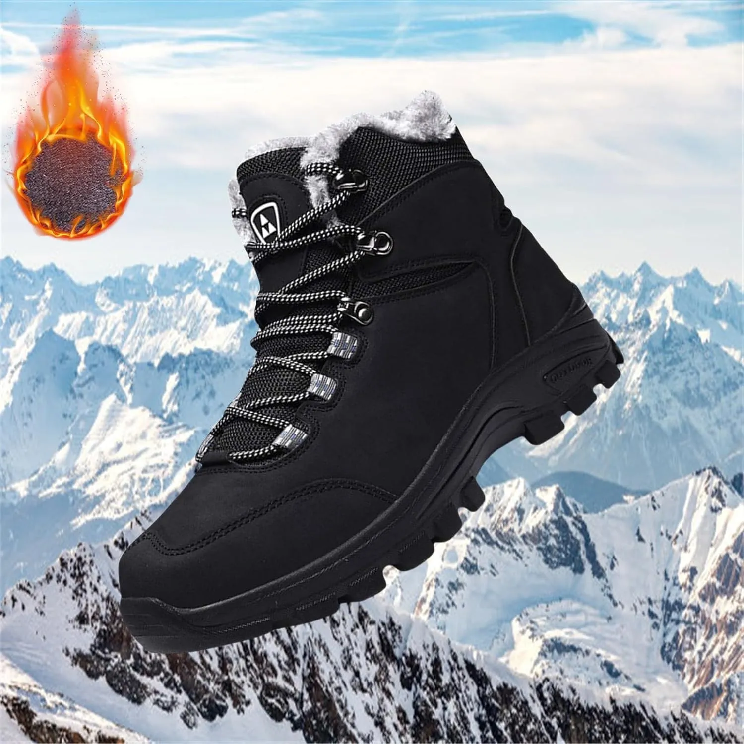 Mens Lightweight Snow Boots Winter Anti-Slip Ankle Booties Waterproof Slip On Plush Lined Sneaker Thermal Boots
