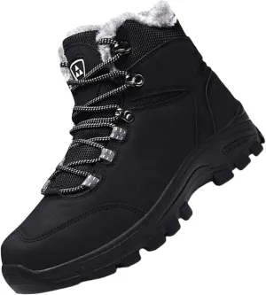 Mens Lightweight Snow Boots Winter Anti-Slip Ankle Booties Waterproof Slip On Plush Lined Sneaker Thermal Boots