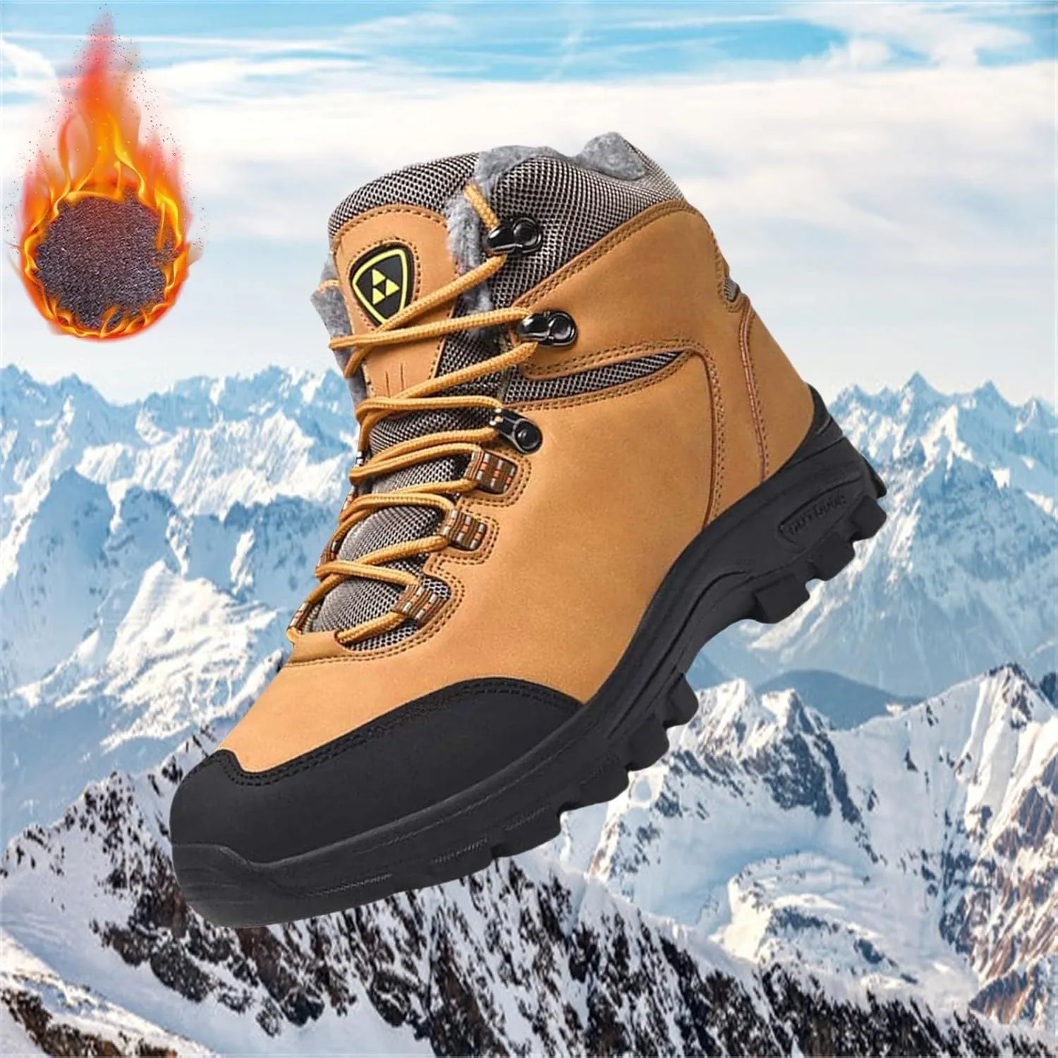 Mens Lightweight Snow Boots Winter Anti-Slip Ankle Booties Waterproof Slip On Plush Lined Sneaker Thermal Boots