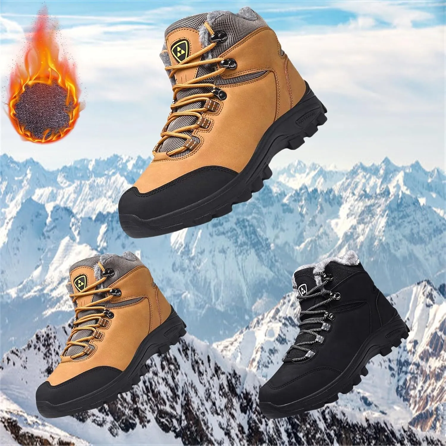 Mens Lightweight Snow Boots Winter Anti-Slip Ankle Booties Waterproof Slip On Plush Lined Sneaker Thermal Boots