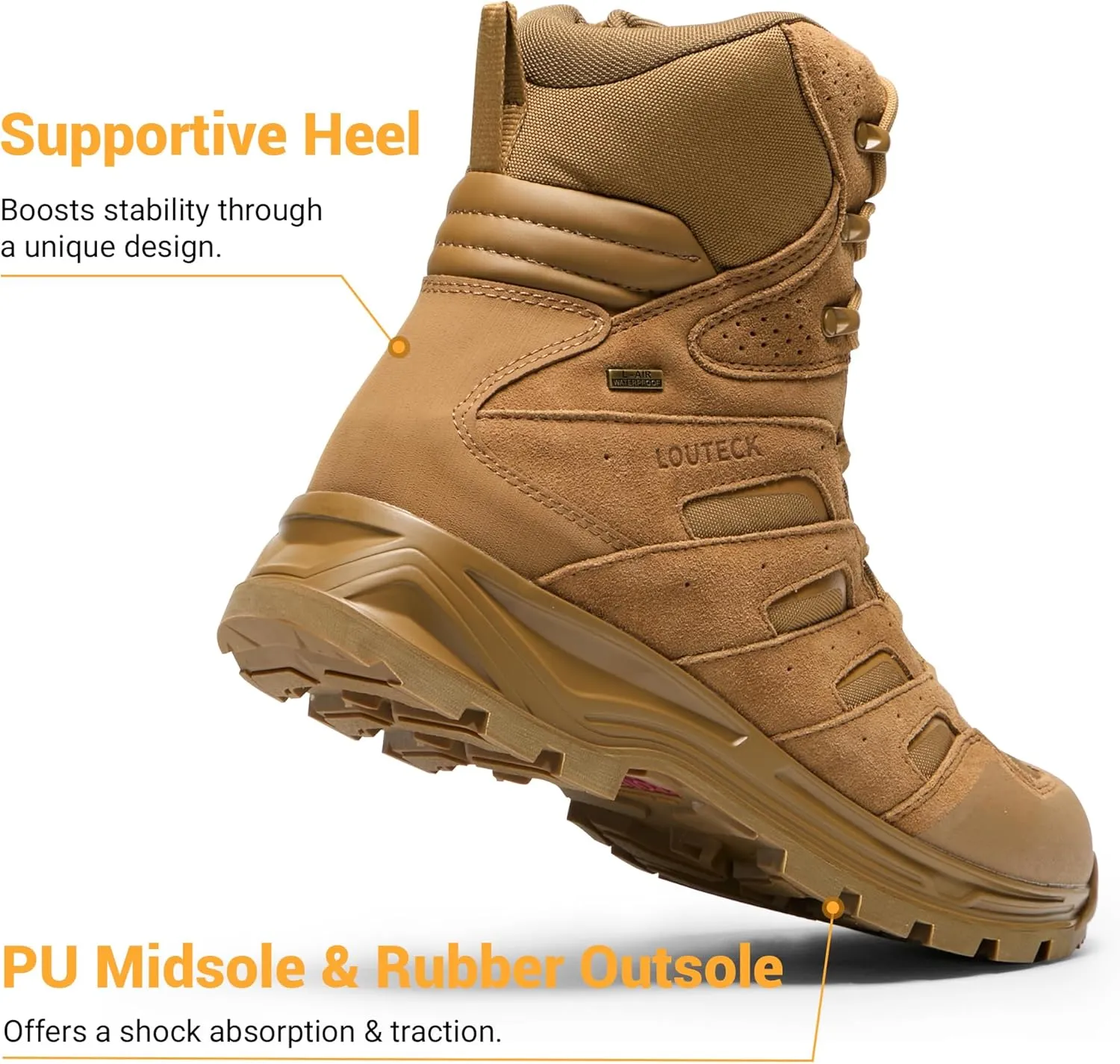 Men's Military & Tactical Boots  Waterproof & Comfortable Boots for Men, Perfect for Work, EMS, Hiking, and Combat