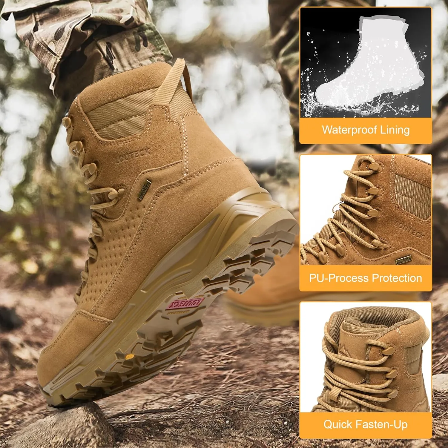 Men's Military & Tactical Boots  Waterproof & Comfortable Boots for Men, Perfect for Work, EMS, Hiking, and Combat