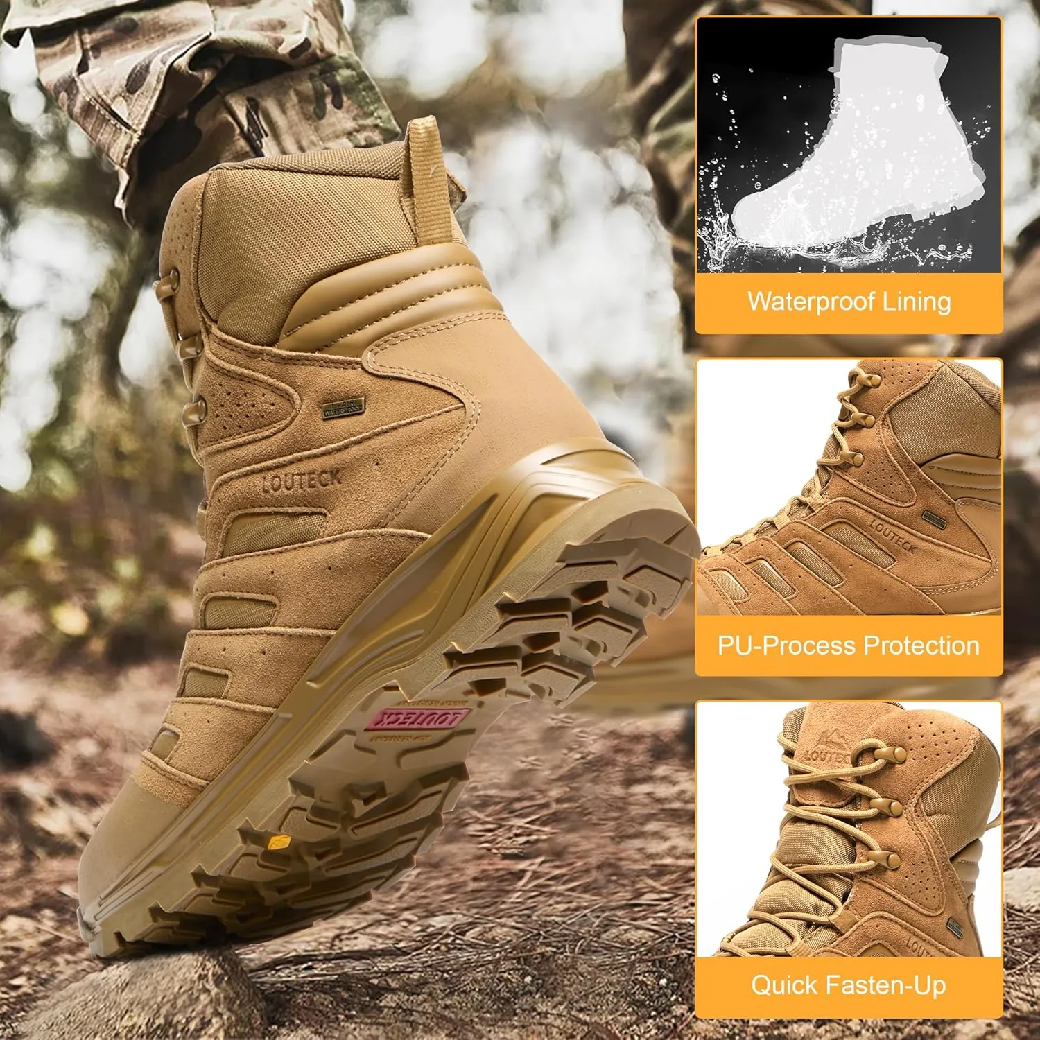 Men's Military & Tactical Boots  Waterproof & Comfortable Boots for Men, Perfect for Work, EMS, Hiking, and Combat