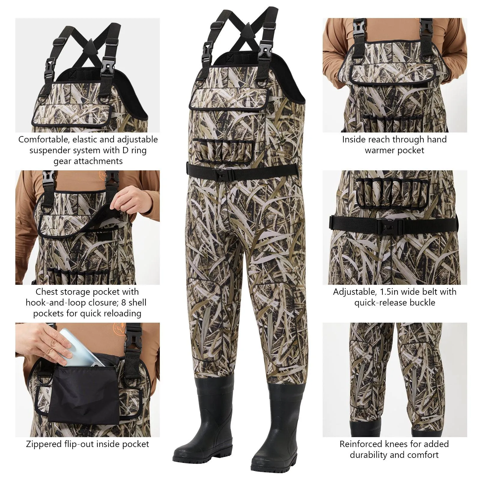 Men’s Neoprene Waders with Rubber Boots