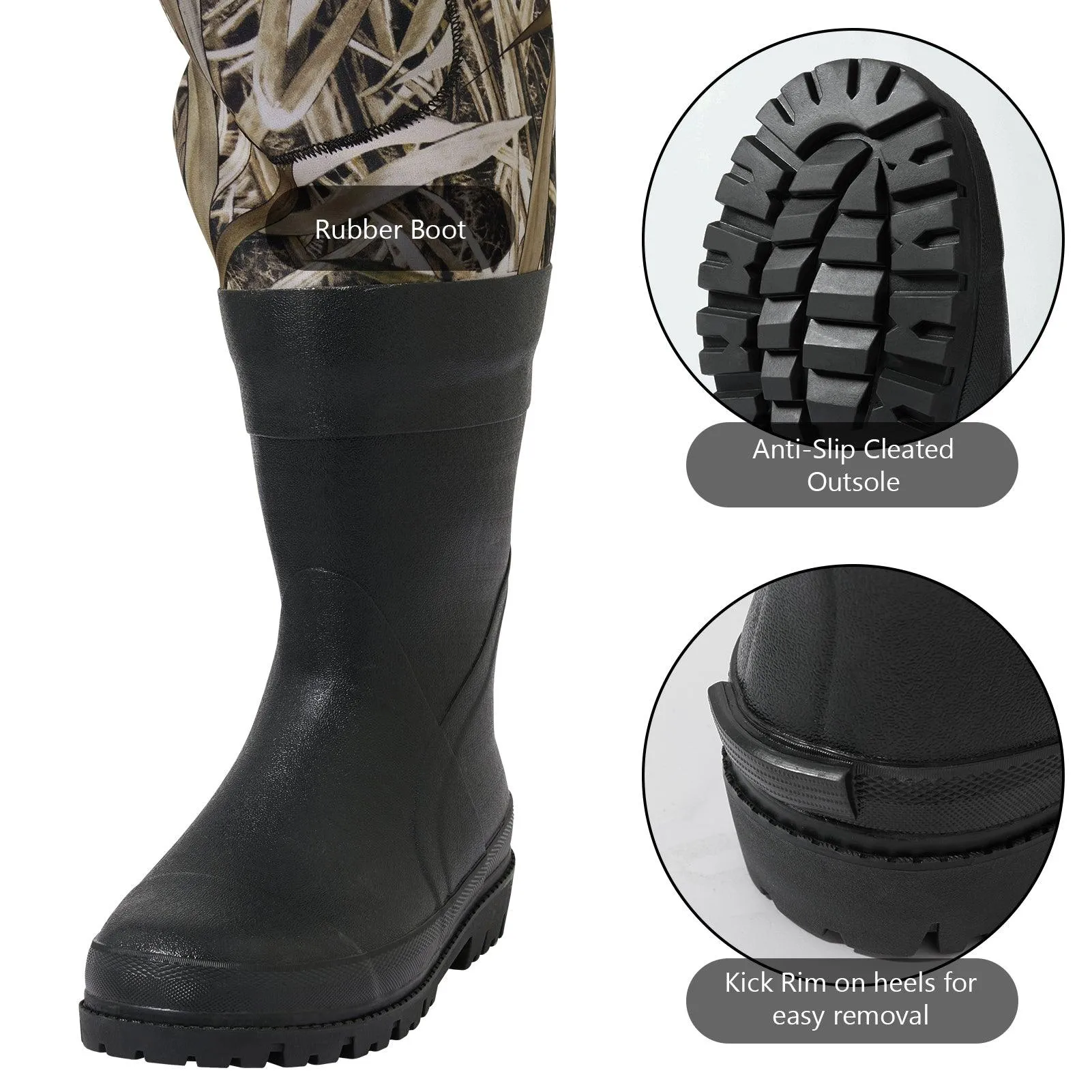 Men’s Neoprene Waders with Rubber Boots