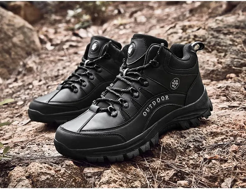 Men's Outdoor Good Arch Support High Top Hiking Shoes,Non-Slip Lightweight Travel Shoes Walking Sneakers Ankle Boots