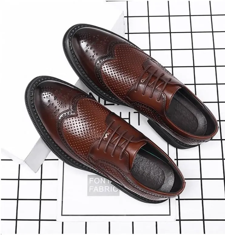 Mens Oxfords Men's Breathable Leather Wingtip Brogue Oxfords Comfortable Breathable Hiking All-Terrain Ankle Boots Trekking
