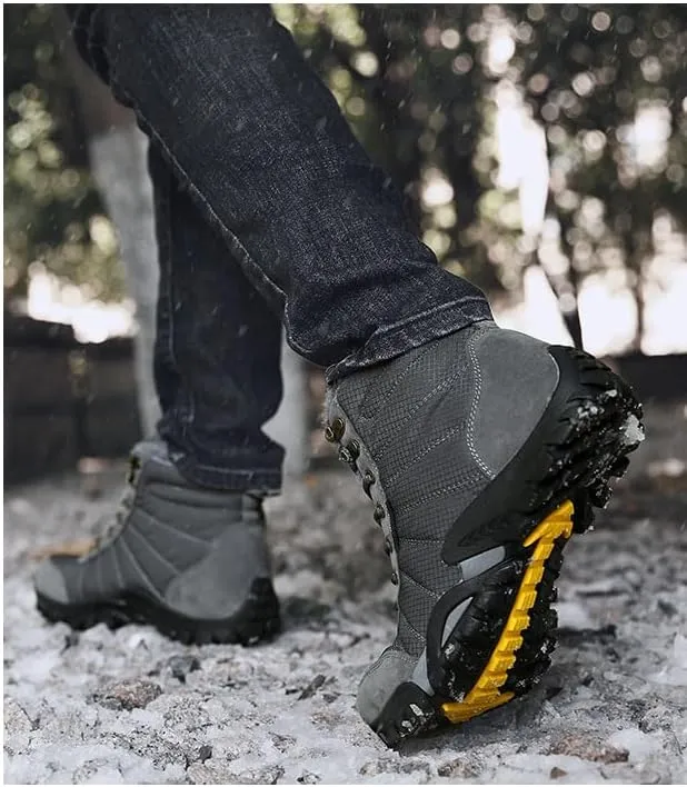 Men's Snow Boots Mens Snow Boots Winter Shoes Waterproof Non-Slip Fur Lined Snow Ankle Shoes Outdoor Anti-Slip Lightweight Hiking Boot