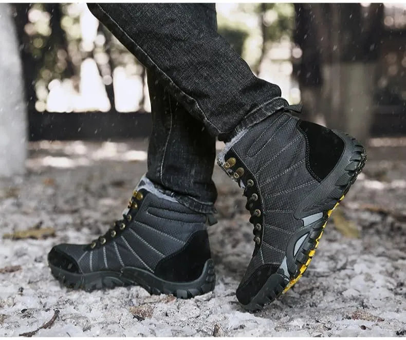 Men's Snow Boots Mens Snow Boots Winter Shoes Waterproof Non-Slip Fur Lined Snow Ankle Shoes Outdoor Anti-Slip Lightweight Hiking Boot