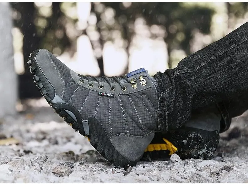 Men's Snow Boots Mens Snow Boots Winter Shoes Waterproof Non-Slip Fur Lined Snow Ankle Shoes Outdoor Anti-Slip Lightweight Hiking Boot