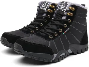 Men's Snow Boots Mens Snow Boots Winter Shoes Waterproof Non-Slip Fur Lined Snow Ankle Shoes Outdoor Anti-Slip Lightweight Hiking Boot