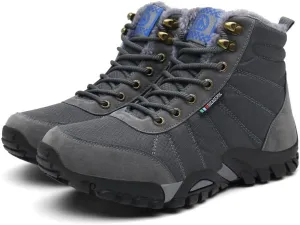 Men's Snow Boots Mens Snow Boots Winter Shoes Waterproof Non-Slip Fur Lined Snow Ankle Shoes Outdoor Anti-Slip Lightweight Hiking Boot