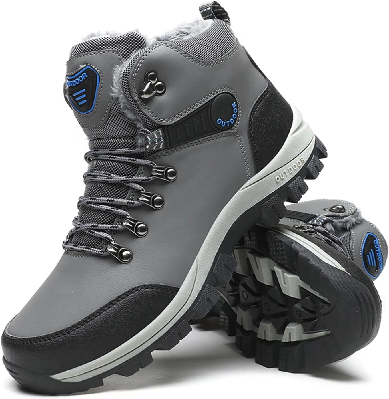 Men's Snow Boots Warmth Fur Lining Soft Thick Insulated Wear-Resistant Anti-Slip Outsole Waterproof Leather Lightweight Outdoor Lace-Up Ankle Cold-Resistant Hiking Classic Booties