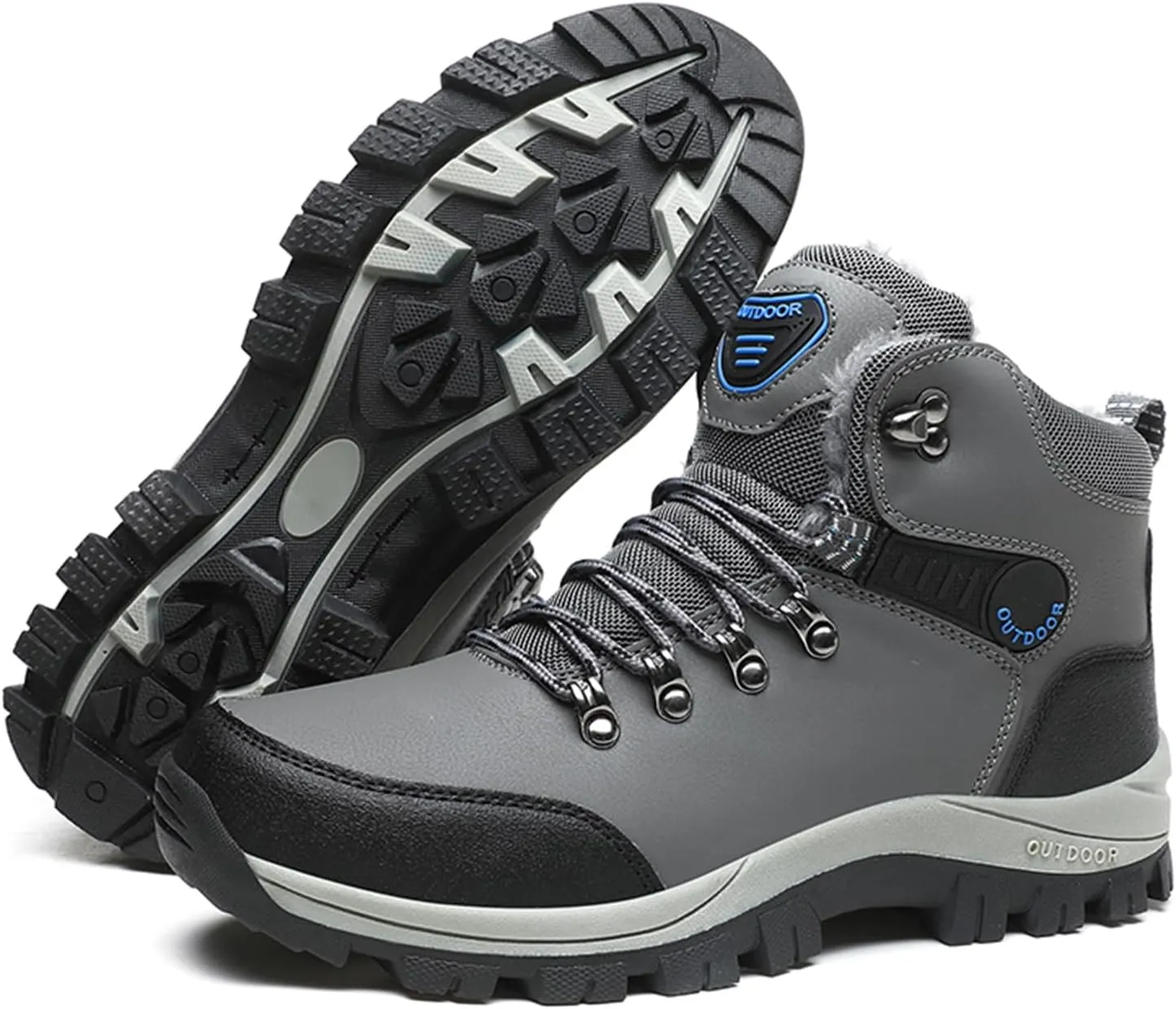 Men's Snow Boots Warmth Fur Lining Soft Thick Insulated Wear-Resistant Anti-Slip Outsole Waterproof Leather Lightweight Outdoor Lace-Up Ankle Cold-Resistant Hiking Classic Booties