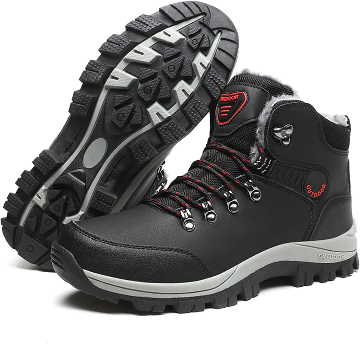 Men's Snow Boots Warmth Fur Lining Soft Thick Insulated Wear-Resistant Anti-Slip Outsole Waterproof Leather Lightweight Outdoor Lace-Up Ankle Cold-Resistant Hiking Classic Booties