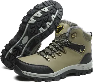 Men's Snow Boots Warmth Fur Lining Soft Thick Insulated Wear-Resistant Anti-Slip Outsole Waterproof Leather Lightweight Outdoor Lace-Up Ankle Cold-Resistant Hiking Classic Booties