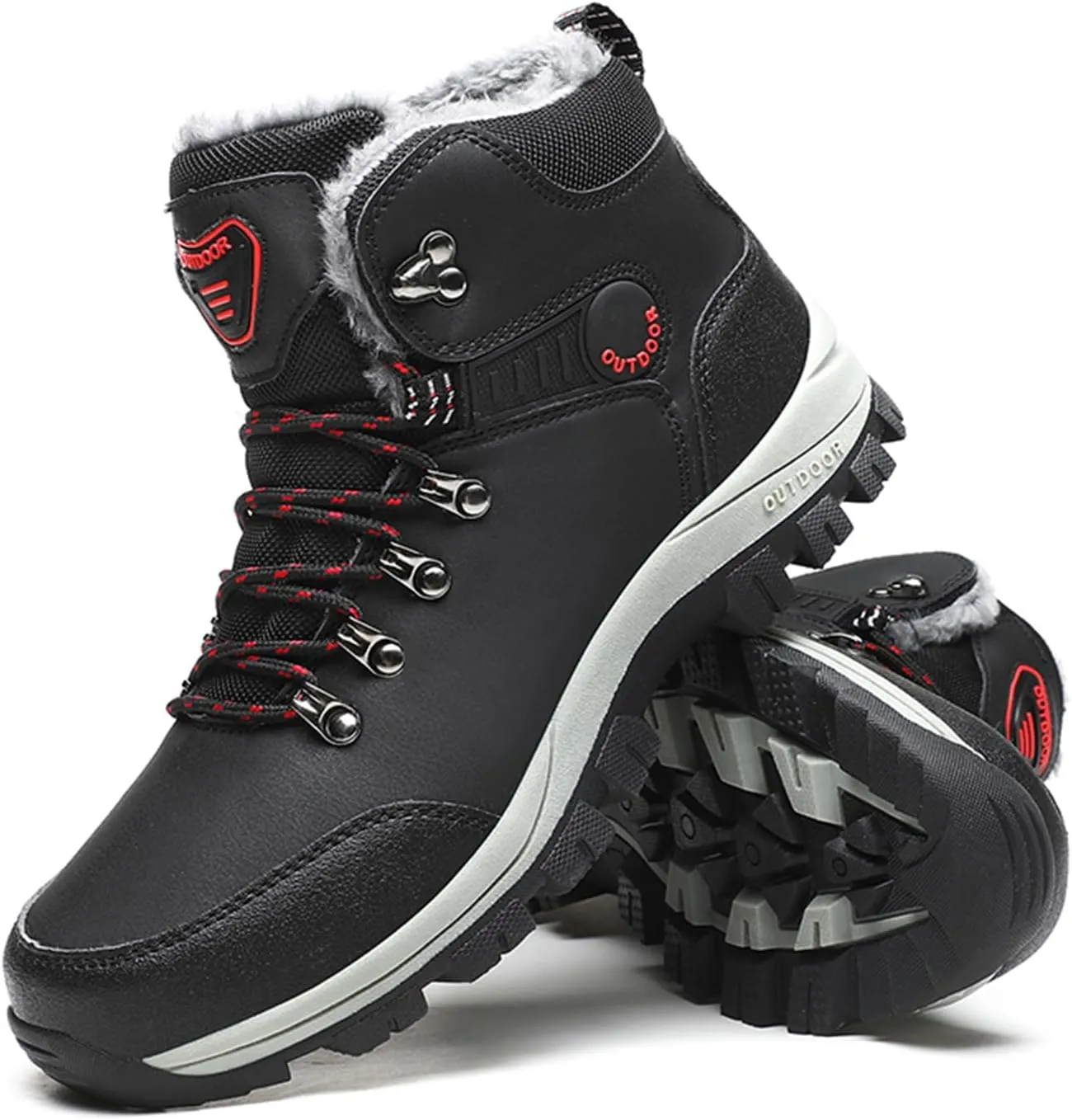 Men's Snow Boots Warmth Fur Lining Soft Thick Insulated Wear-Resistant Anti-Slip Outsole Waterproof Leather Lightweight Outdoor Lace-Up Ankle Cold-Resistant Hiking Classic Booties