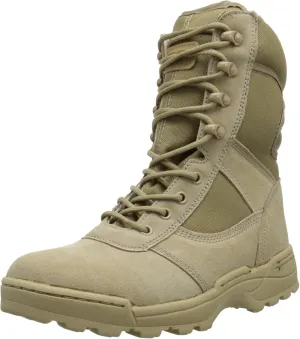 Mens Tactical Boots Dura Max 8 with Zipper Sand Suede Leather Waterproof Coyote Oil & Slip Resistant Boots