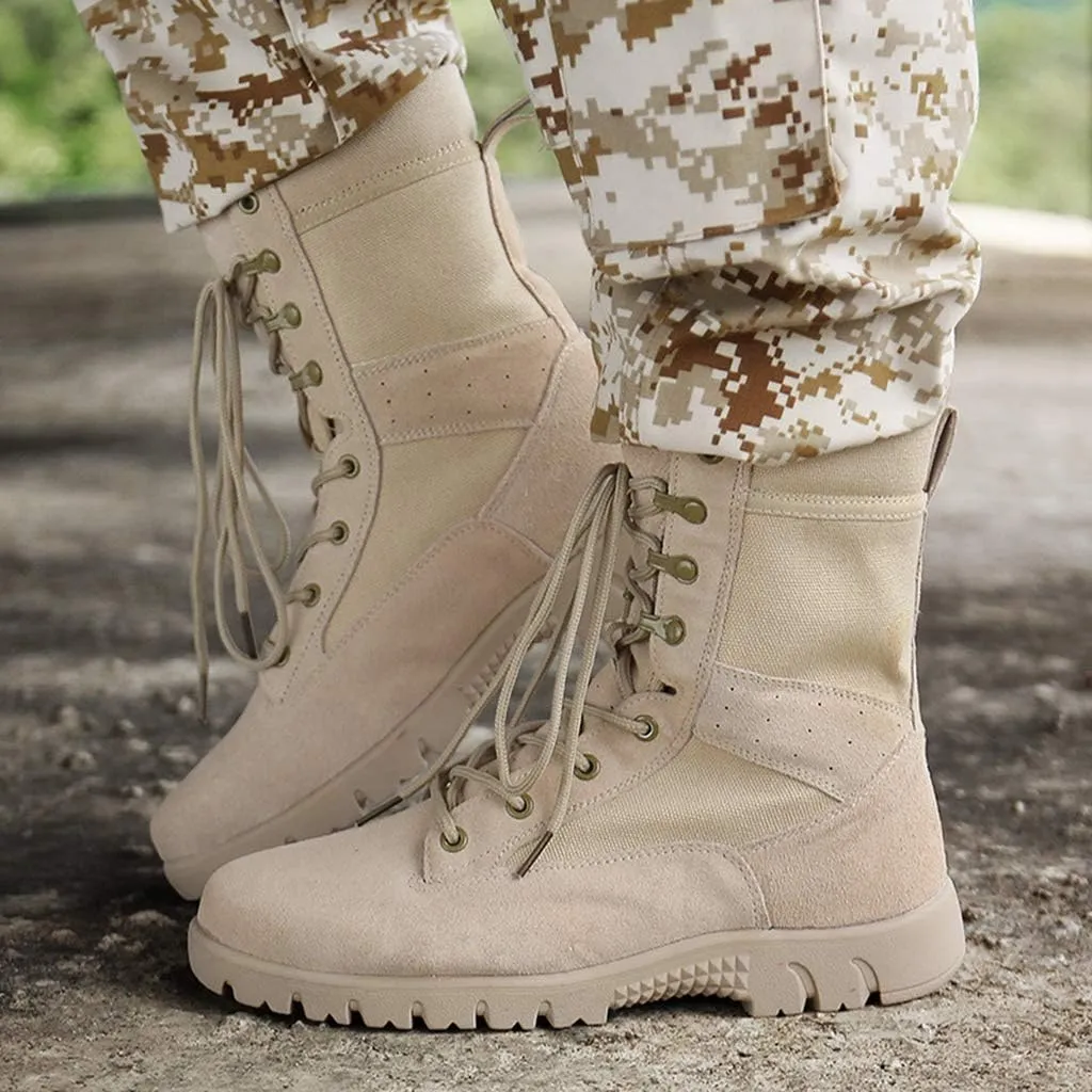 Men's Tactical Boots,High-Tops Military Combat Boots Outdoor Work Walking Desert Training Shoes, Sand-43/UK 8.5/US 9