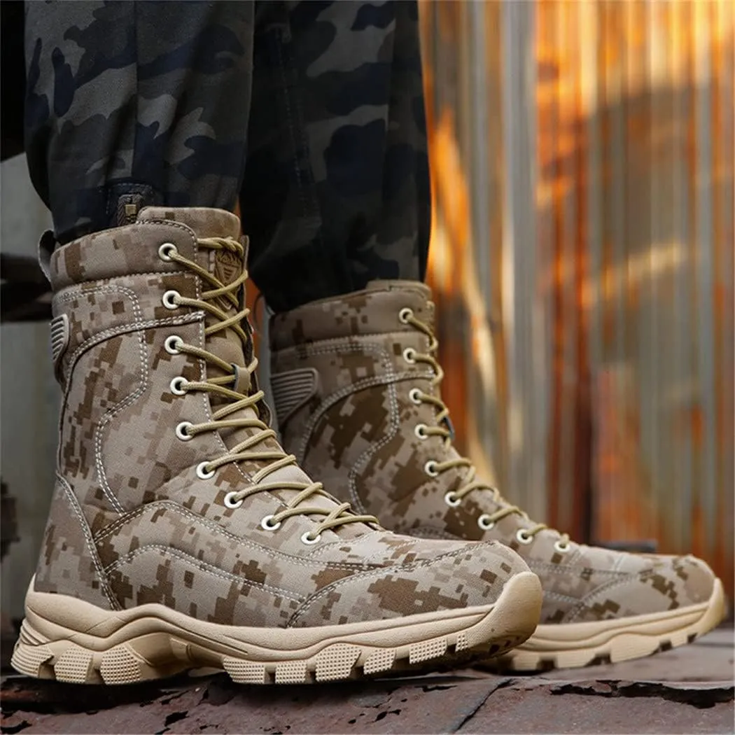 Men's Tactical Camo High Tube Combat Boots, Army Training Outdoor Hiking Desert Camping Trekking Shoes