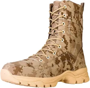 Men's Tactical Camo High Tube Combat Boots, Army Training Outdoor Hiking Desert Camping Trekking Shoes