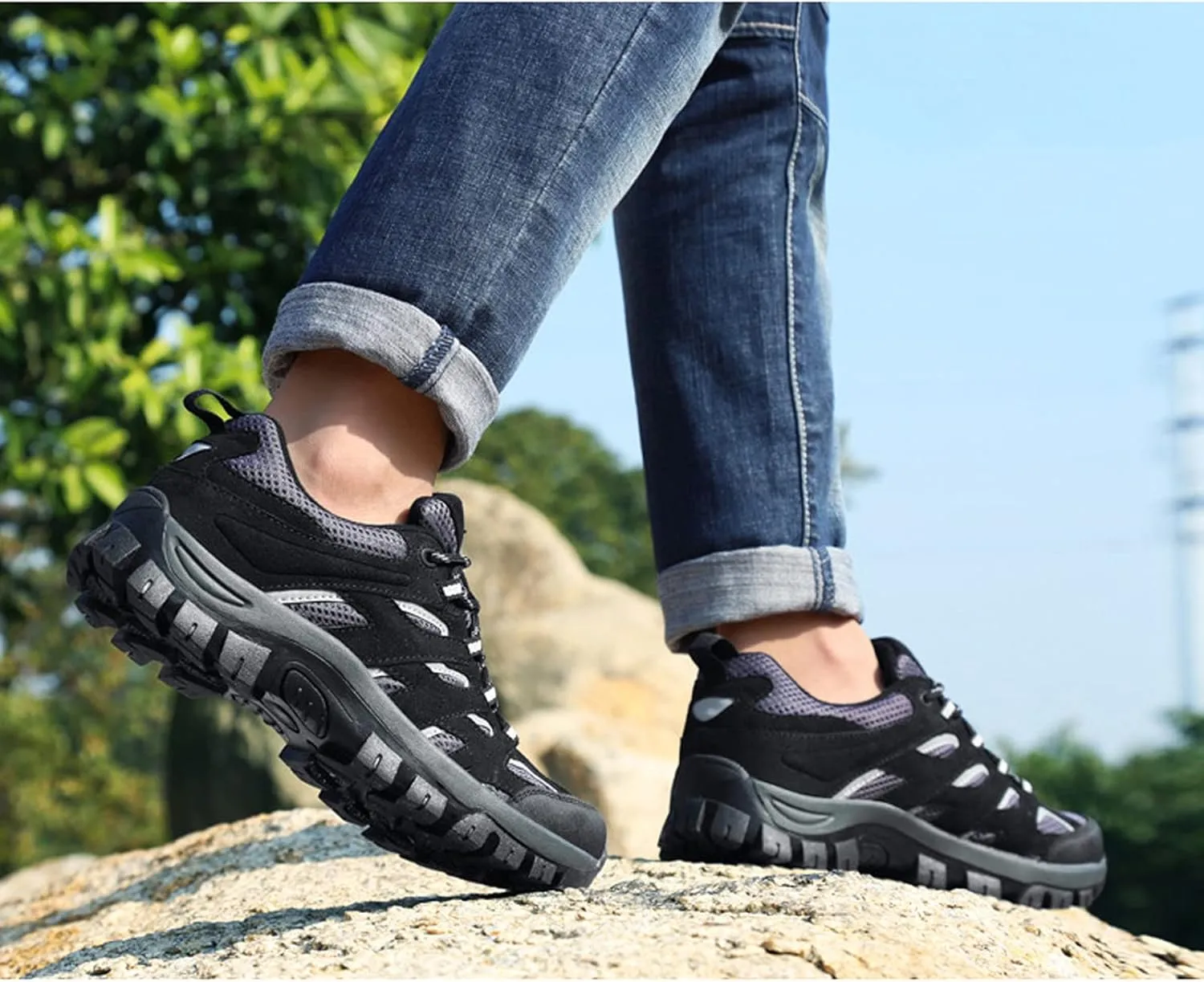 Mens Walking Shoes Breathable Hiking Shoes Climbing Running Trainers Anti Slip Lightweight Footwear Sneakers for Outdoor Trekking