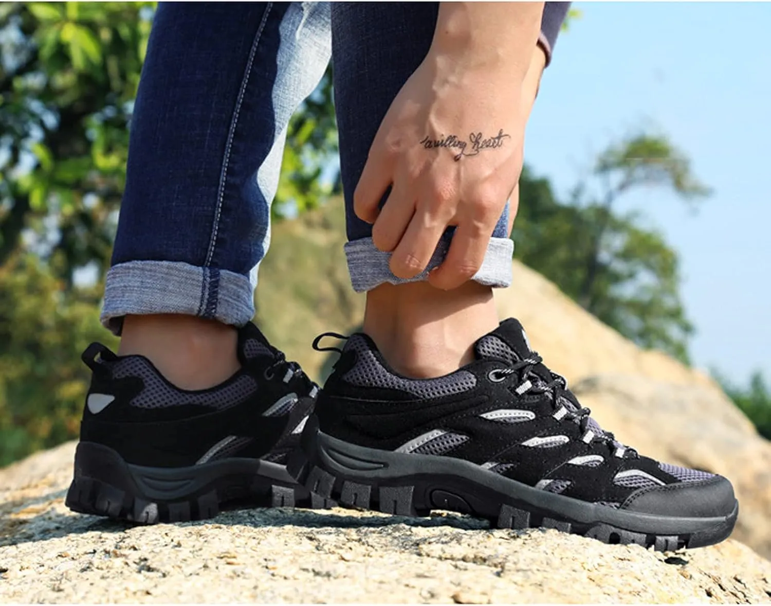 Mens Walking Shoes Breathable Hiking Shoes Climbing Running Trainers Anti Slip Lightweight Footwear Sneakers for Outdoor Trekking