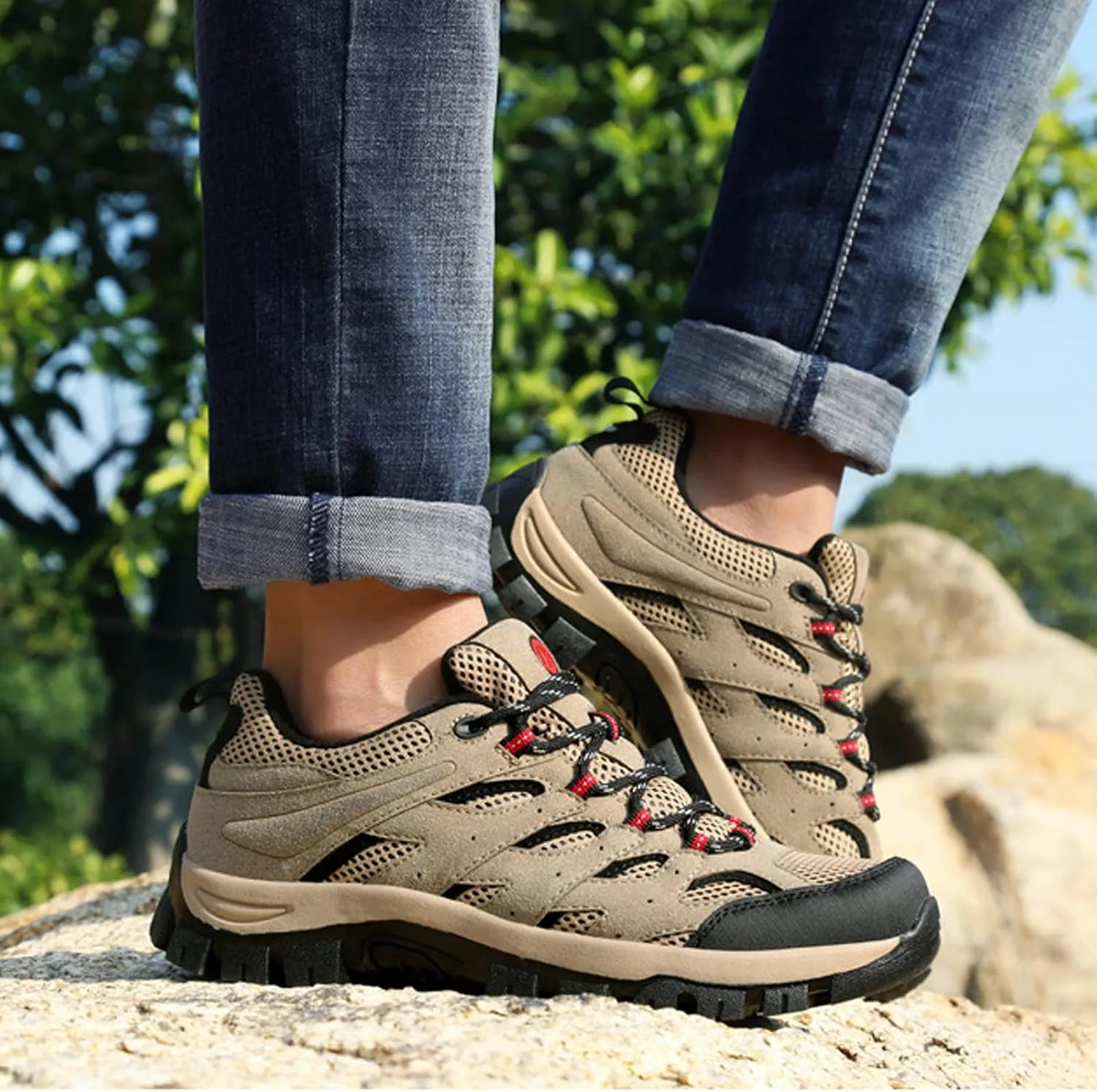 Mens Walking Shoes Breathable Hiking Shoes Climbing Running Trainers Anti Slip Lightweight Footwear Sneakers for Outdoor Trekking