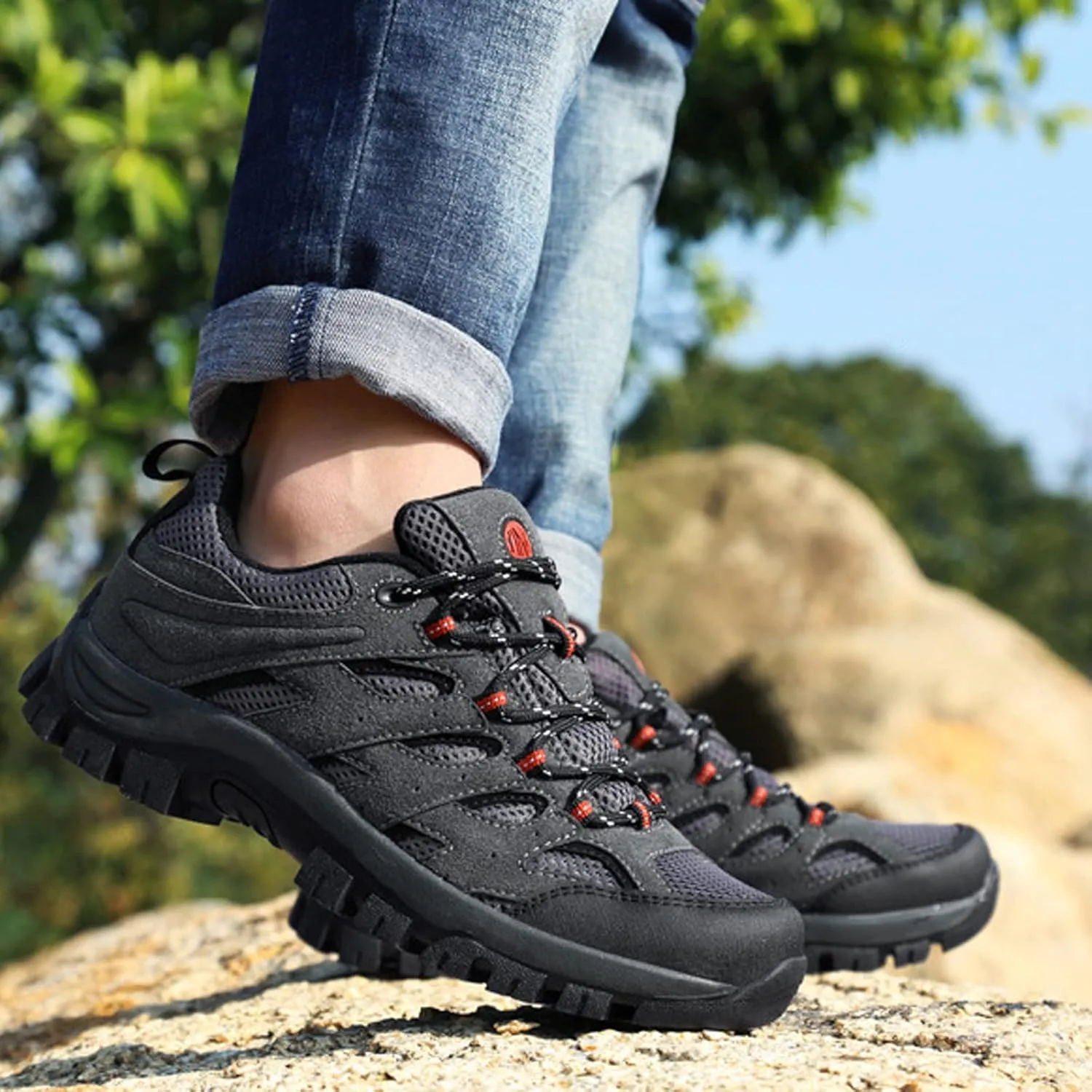 Mens Walking Shoes Breathable Hiking Shoes Climbing Running Trainers Anti Slip Lightweight Footwear Sneakers for Outdoor Trekking