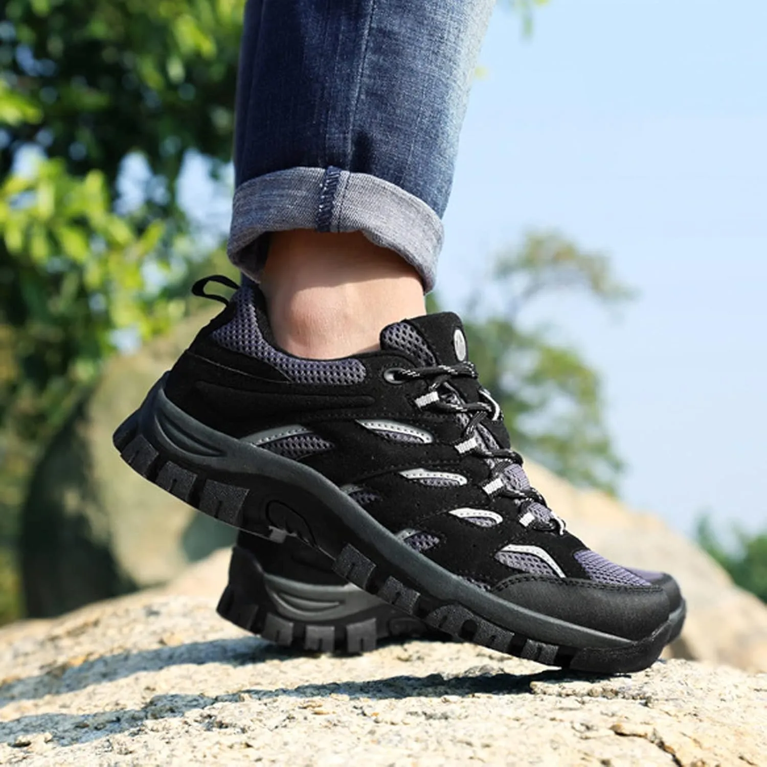 Mens Walking Shoes Breathable Hiking Shoes Climbing Running Trainers Anti Slip Lightweight Footwear Sneakers for Outdoor Trekking