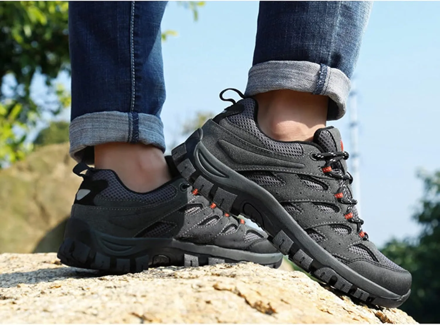 Mens Walking Shoes Breathable Hiking Shoes Climbing Running Trainers Anti Slip Lightweight Footwear Sneakers for Outdoor Trekking
