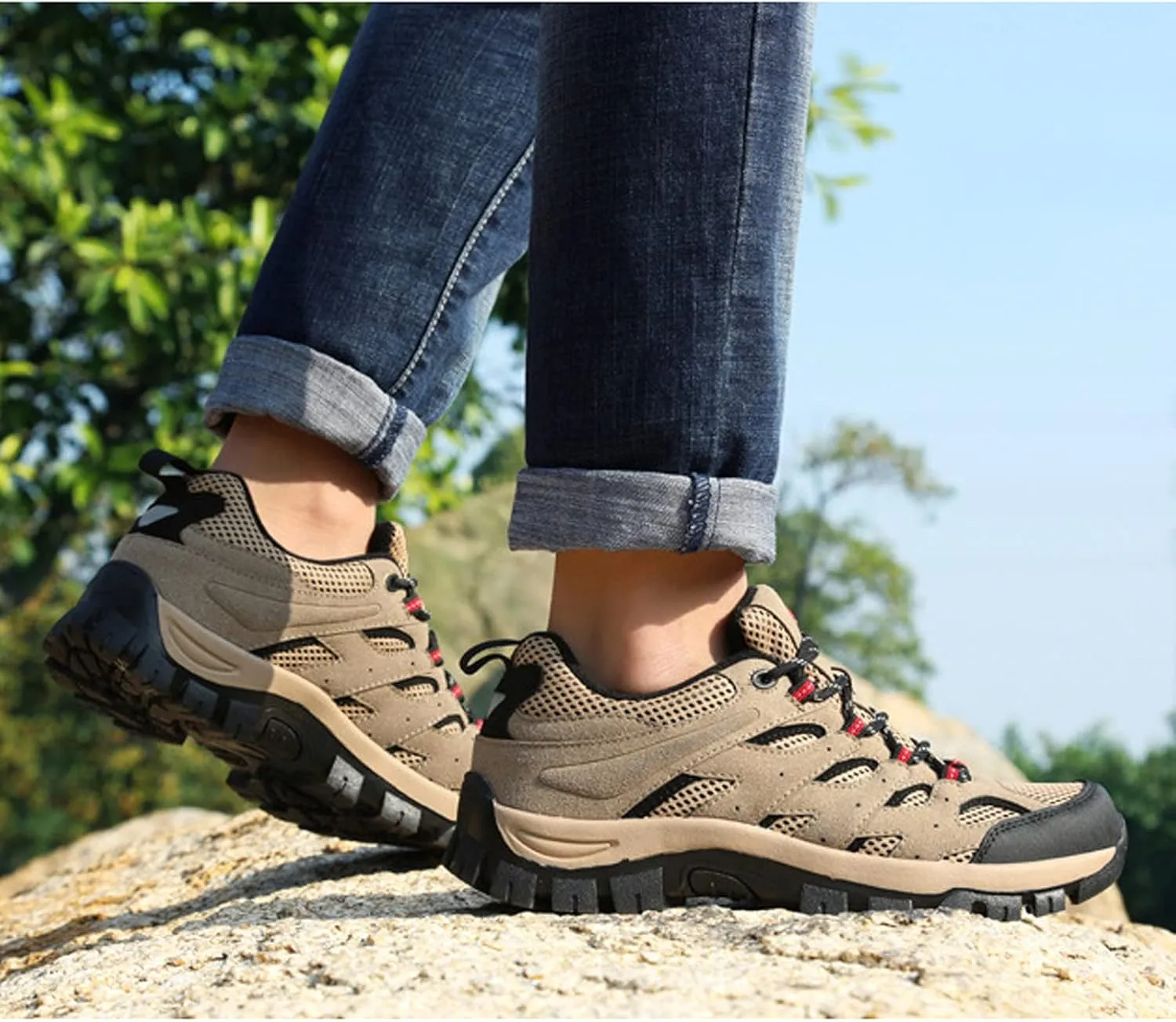 Mens Walking Shoes Breathable Hiking Shoes Climbing Running Trainers Anti Slip Lightweight Footwear Sneakers for Outdoor Trekking