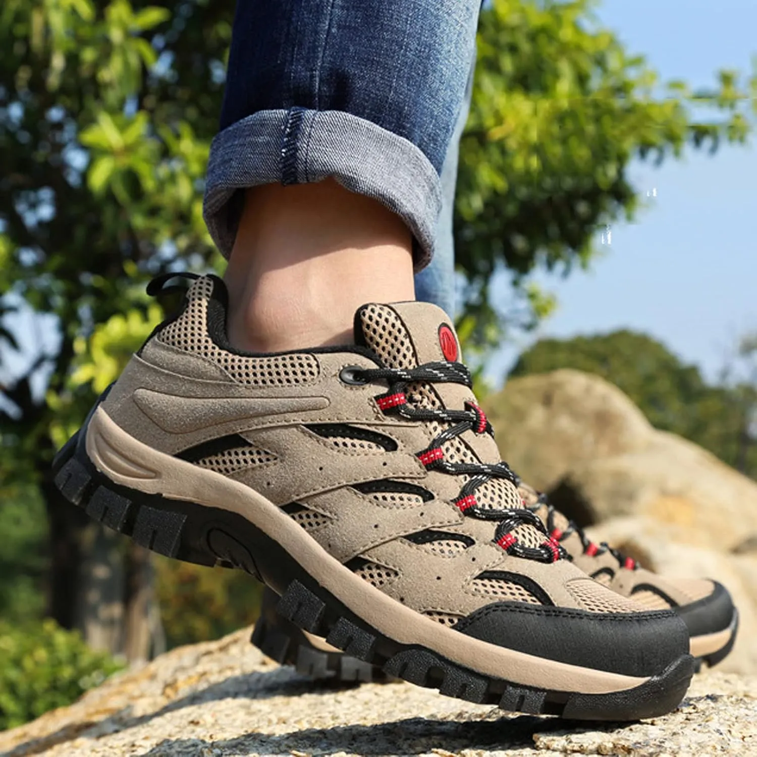Mens Walking Shoes Breathable Hiking Shoes Climbing Running Trainers Anti Slip Lightweight Footwear Sneakers for Outdoor Trekking