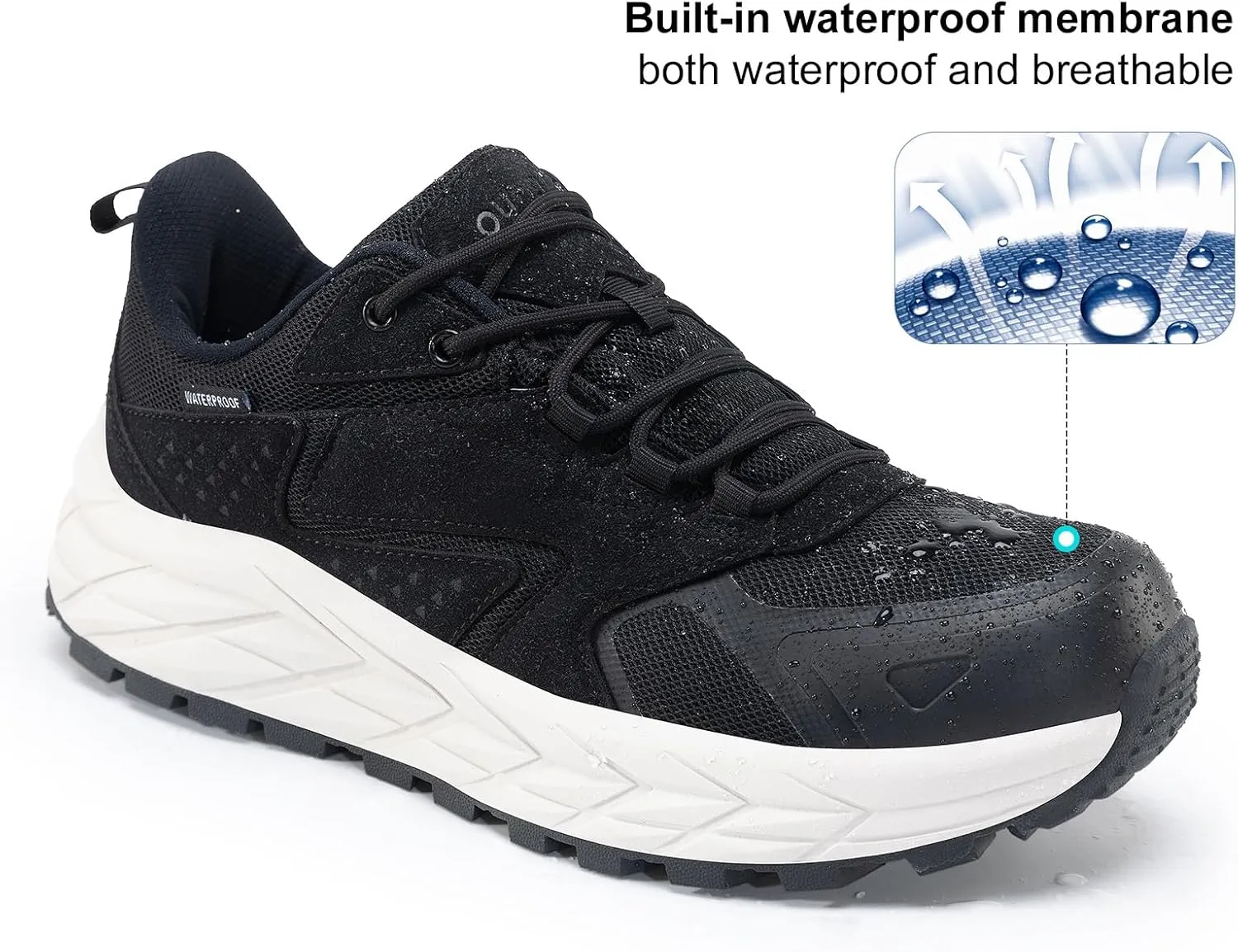Men's Waterproof Hiking Shoes Lightweight Comfortable Anti Slip Leather Walking Shoes for Outdoor Trekking Trailing Camping