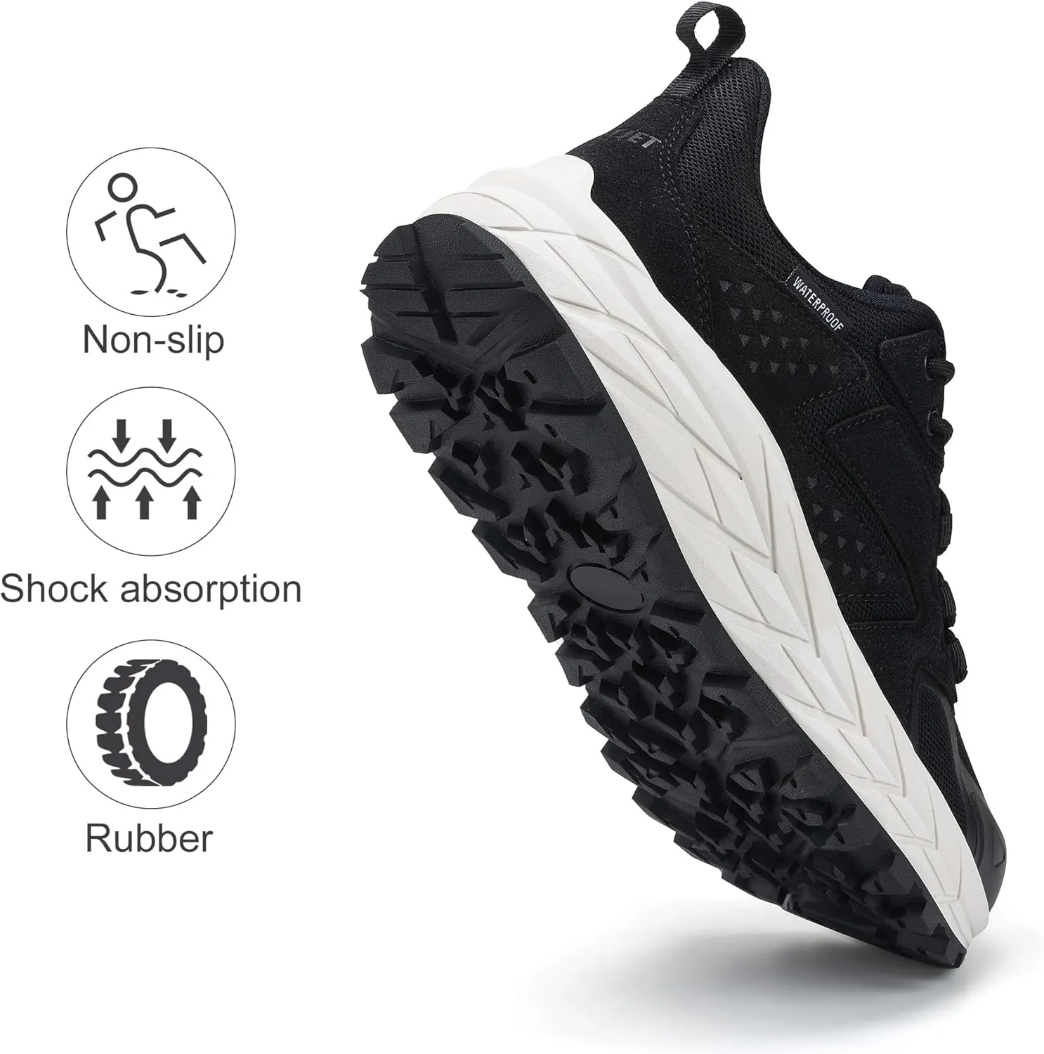 Men's Waterproof Hiking Shoes Lightweight Comfortable Anti Slip Leather Walking Shoes for Outdoor Trekking Trailing Camping
