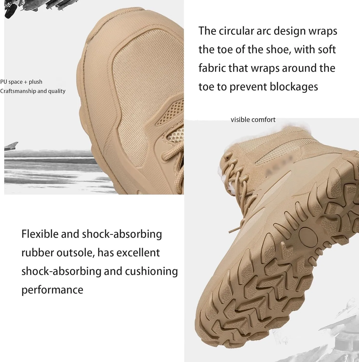 Men's Waterproof Tactical Boots, Men's Winter Nonslip Warm Durable Outdoor Plus Size Tactical Boots, Winter Casual Lightweight Snow Boots, for Tactical, Military, Combat