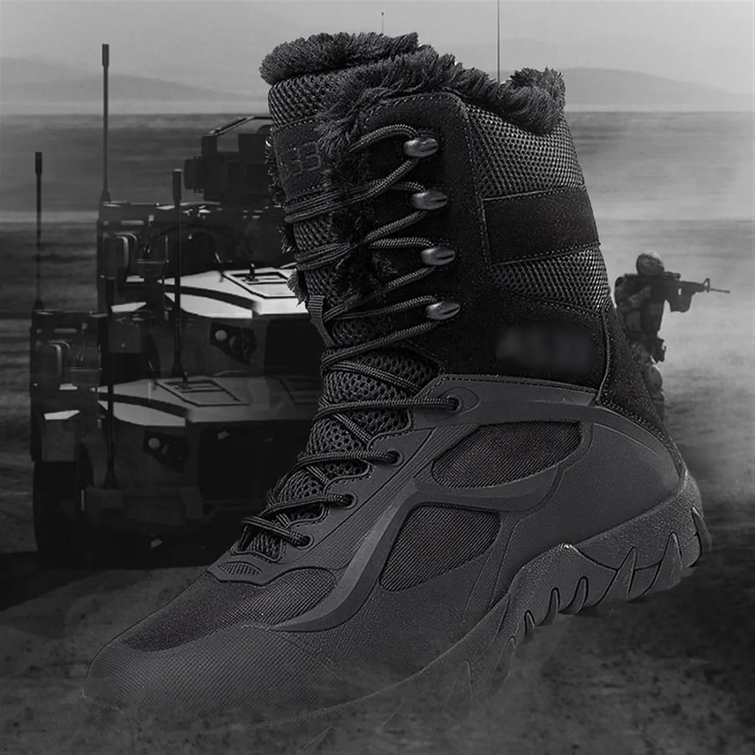 Men's Waterproof Tactical Boots, Men's Winter Nonslip Warm Durable Outdoor Plus Size Tactical Boots, Winter Casual Lightweight Snow Boots, for Tactical, Military, Combat