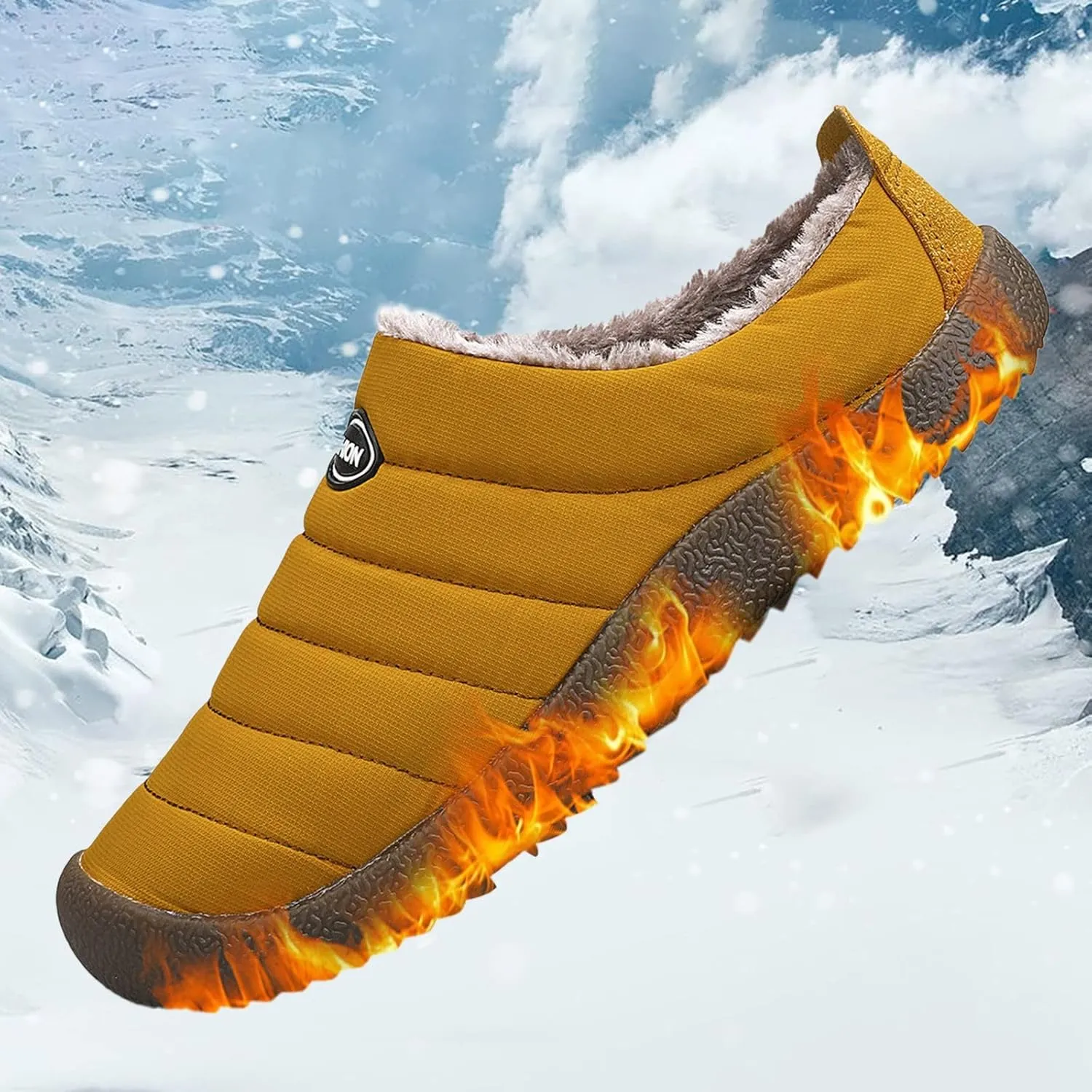 Men's Waterproof Warm Plush Lined Outdoor Snow Ankle Boots,Anti-Slip Slip-on Lightweight Winter Shoes