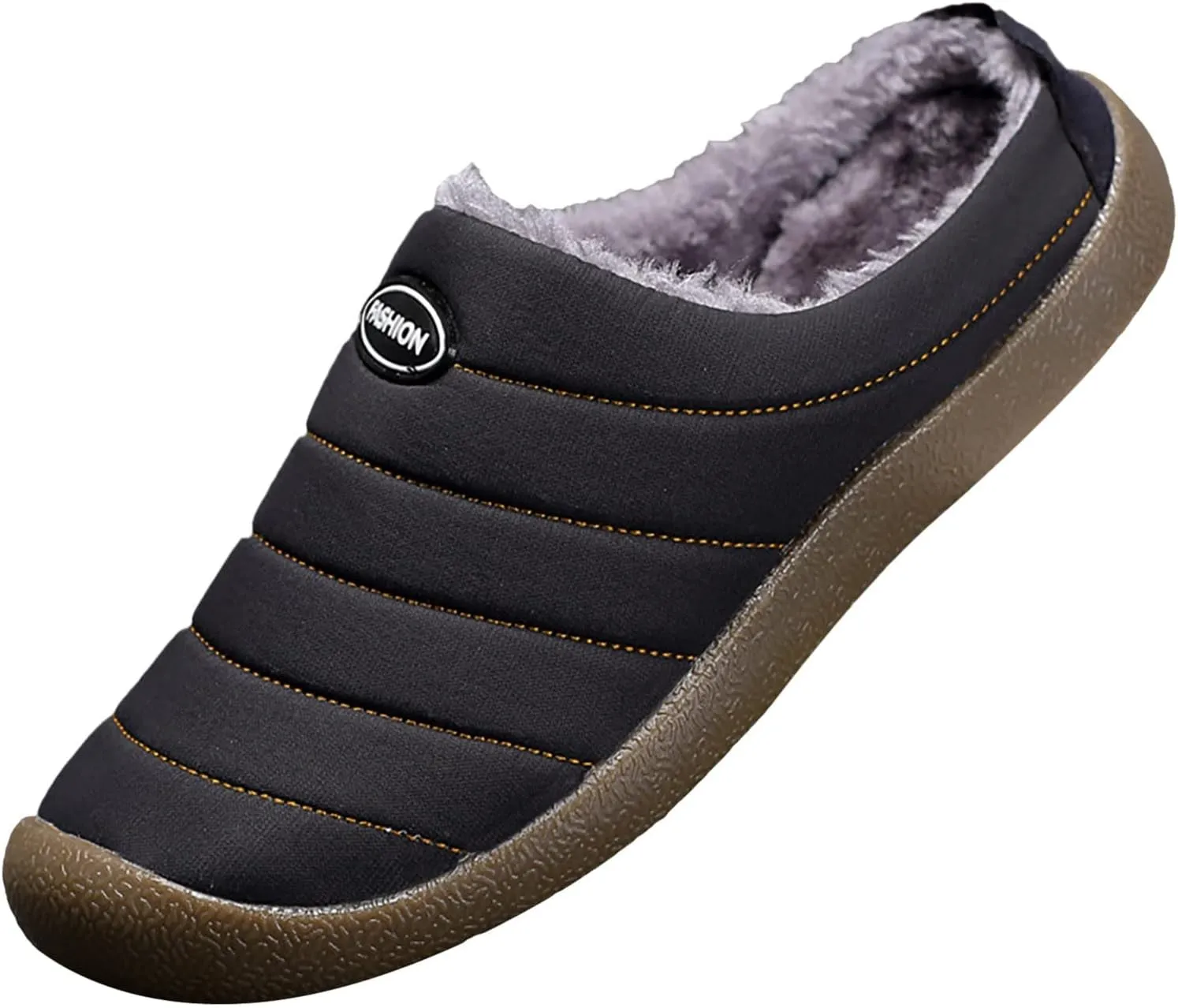 Men's Waterproof Warm Plush Lined Outdoor Snow Ankle Boots,Anti-Slip Slip-on Lightweight Winter Shoes
