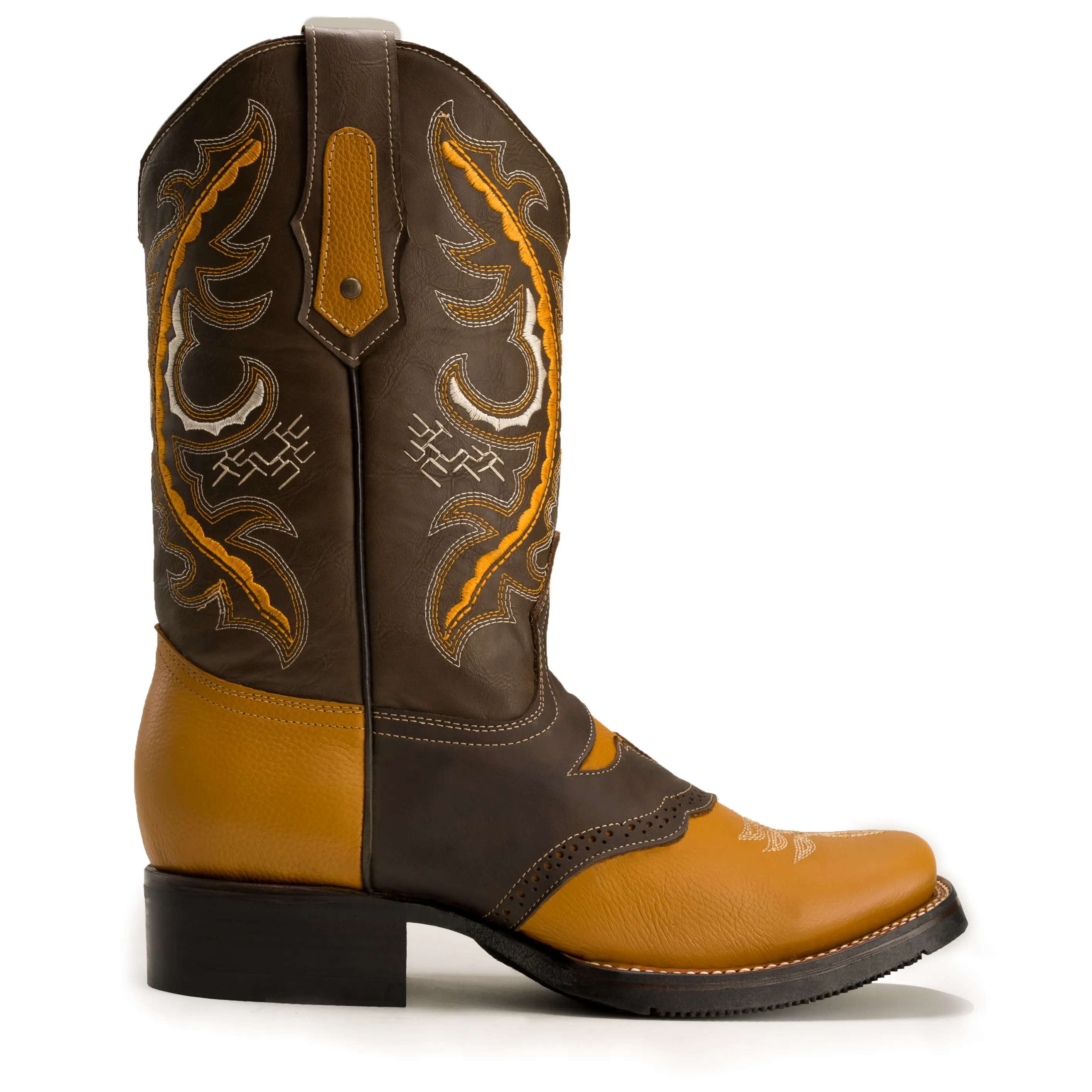 Men's Western Boots VE030 Tan/Brown Torito: Square Toe Cowboy & Rodeo Boots in Genuine Leather